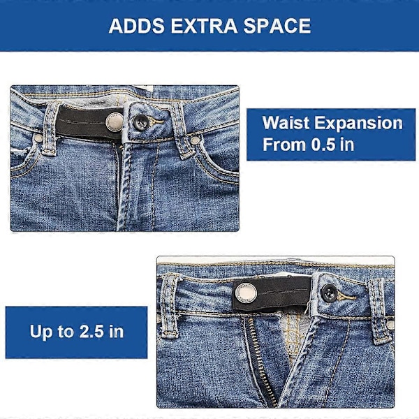 5 Stycken Byxstretchare, Byxknappförlängare, Justerbar Elastisk Gummiknappstretchare, Byxknapp för Graviditetsbyxor Förlängare, För Jeans, Byx