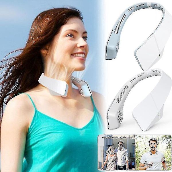 Ultra Quiet Bærbar USB Genopladelig Letvægts Hvid Halsventilator