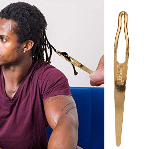 2 st Dreadlocks Hårförlängning Virknål Verktyg för Peruk Dreadlock Flätning Hår Guld