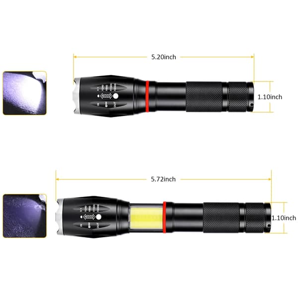 LED COB -taskulamppu 500 lm erittäin kirkas tehokas zoomattava taskulamppu