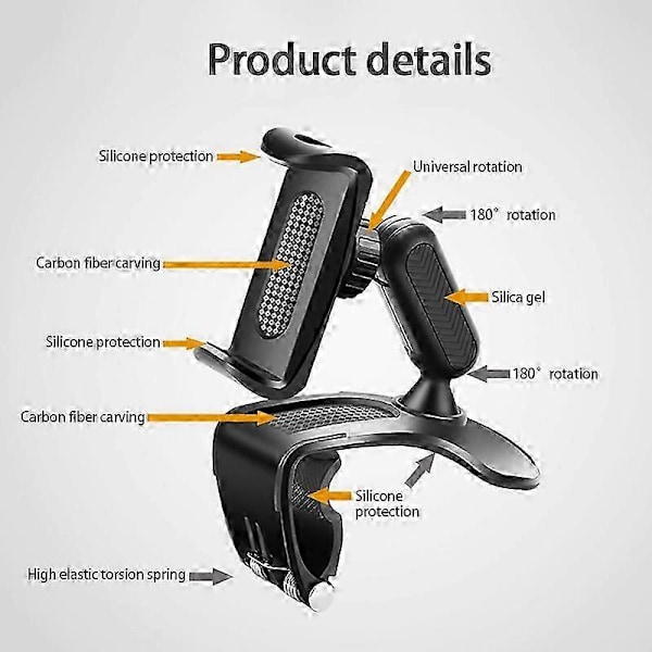 360-Clamp Dashboard Mobil Biltelefonholder Monteringsstander Vugge GPS Universal