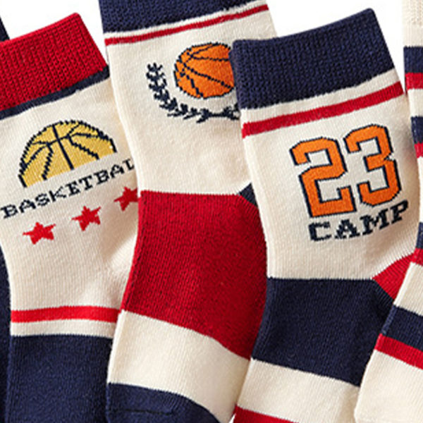 5 par pojkar basketstrumpor barn sport stil basketbrev lös mjuk andningsbar alla match mid calf strumpor M 3-5 år gammal
