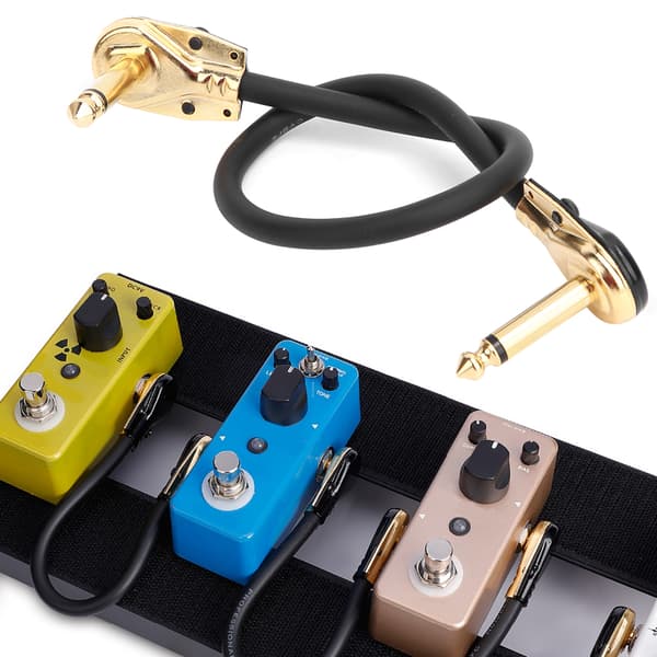 Gitarpedalkabel Svart Gullfarget Rettvinklet Plugg Musikkinstrumenttilbehør 33cm Lengde