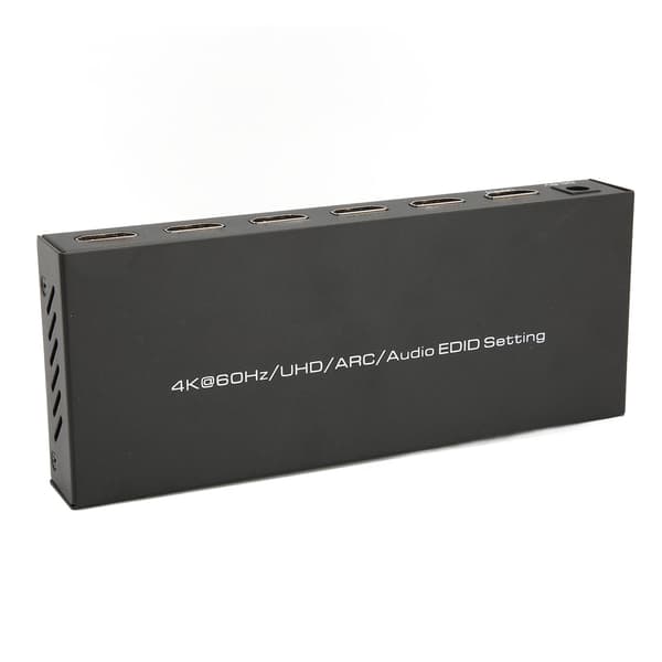 HDR HD Multimedia Interface Ljudextraktor 5 Port 18Gbps Ljudextraktor Switchbox med Fjärrkontroll ARC 100‑240V UK-kontakt
