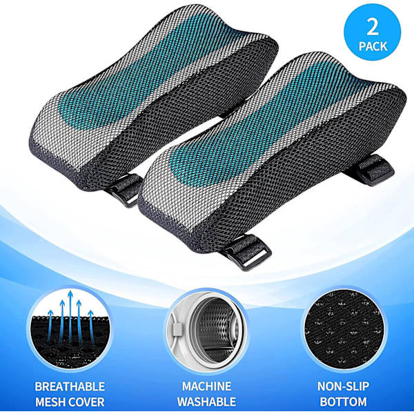 Ergonomiska minnesskumarmstödsöverdrag för kontorsstolar och spelstolar - 2-pack