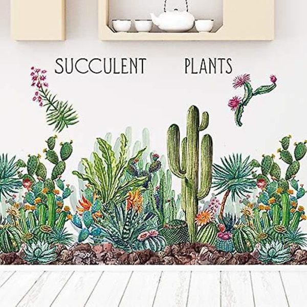Tropisk plante Blomster Kaktus vægklistermærker Vandtæt Aftagelig dør Soveværelse Væg Vinduesdekoration Stue 60 * 90cm