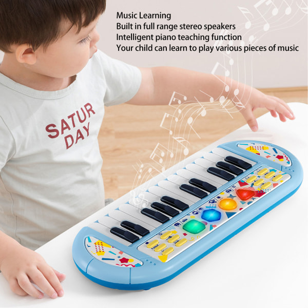 Intelligent 24-tasters keyboardpiano for barn - multifunksjonelt elektronisk leketøy for undervisning - perfekt gave til gutter og jenter