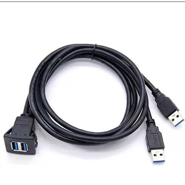 USB 3.0 Infälld Monteringspanel USB 3.0 för Bil Båt Motorcykel Dubbel Port Fyrkantig 1m