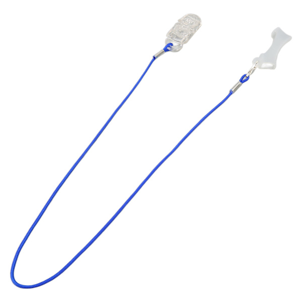 Gennemsigtig lydhjælpeklemme A13 fikseringsbeskytter, der holder blå BTE-lydforstærker Lanyard M Monaural