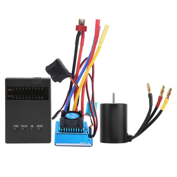 120A Børsteløs ESC + 3650 2300KV Børsteløs Motor + Programkort til 1:10 RC Bilmodel