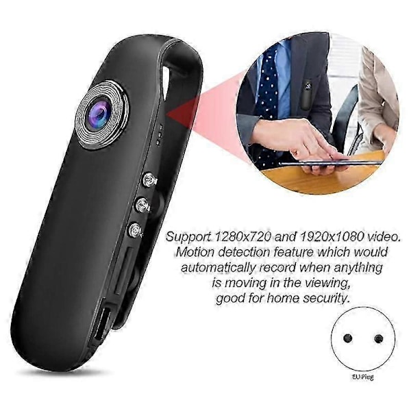 Poliisin vartalokamera ja kannettava kamera, jossa videonauhoitus, 1080P puettava kamera, minikamera EU-pistoke