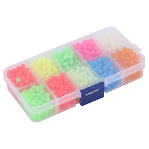 1000 st/låda Luminous Glow Beads Fiskeredskap lockar Verktyg Tillbehör för utomhusfiske