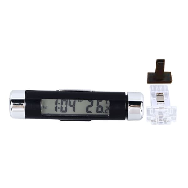 Biludluftningsur 2 i 1 Multifunktionelt Clip-On Digitalt Termometerur med LED-baggrundsbelysning