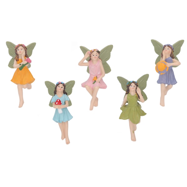 5 st älvor figurer handmålade retro stil bedårande levande hartsmaterial mini älva trädgårds prydnad för utomhus