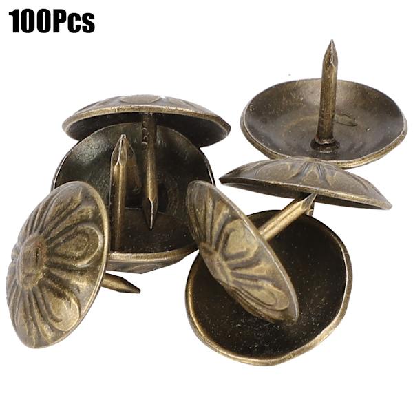 100 st 16 x 13 mm bubbla nagel krysantemum mönster vintage klädsel soffa fast dekoration
