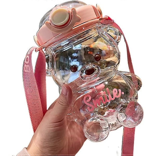 Kawaii Karhun Muotoinen JuomapulloSuuri Kawaii Karhun Muotoinen Juomapullo Pillillä ja HihnallaJuomapullo Pillillä ja Hihnalla