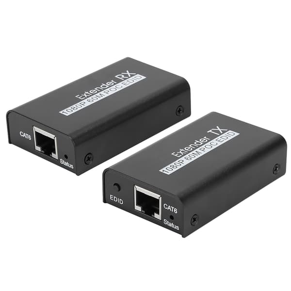 HDMI Extender 60M Internet Transmitter til POC Kabel Strøm EDID Læringsfunktion 100‑240VEU