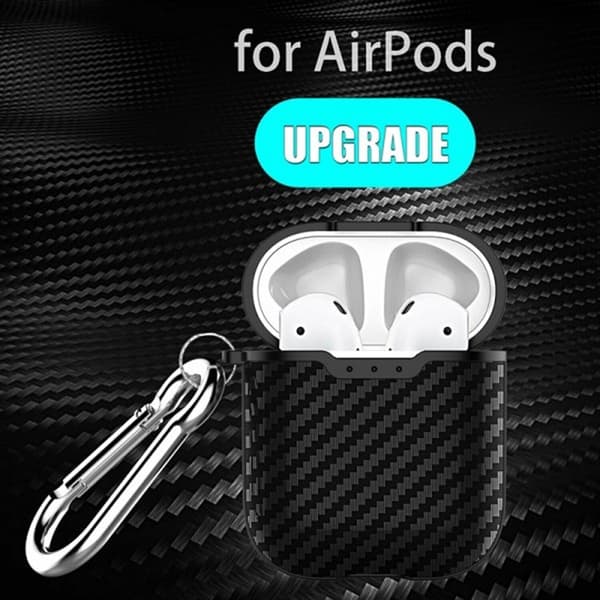 Kolfibertextur TPU-fodral för Apple 2 Hörlurar Skyddsfodral