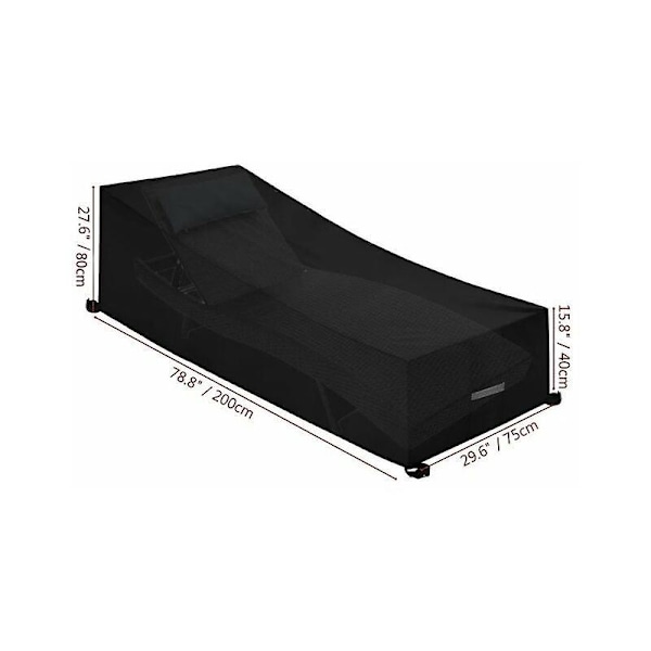 Have solseng betræk, vandtæt, vindtæt, kraftig 210D Oxford stof solseng betræk, liggestol (210x75x40/80cm) - Sort