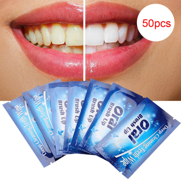 50 st Wipes Tandrengöring Tänder Torka tyg Tandrengöringsverktyg för oral djuprengöring