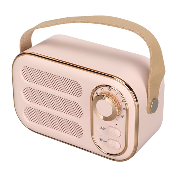Bluetooth-kaiutin, stereo HiFi -ääni, USB-lataus, retro, kannettava langaton kaiutin kotiin ja matkoille, vaaleanpunainen