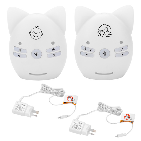 Trådlös ljudbabymonitor Tvåvägskommunikation Babymonitor med nattljusmusik (100-240V) (AU-kontakt)
