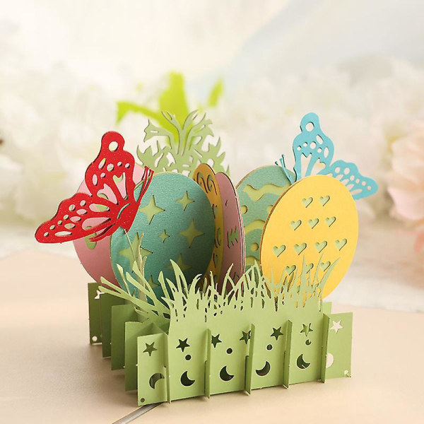 3D Pop Up påskekort, gratulasjonskort påskedag med konvolutt (påske)
