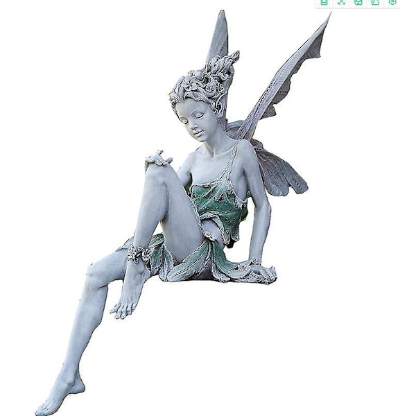 1 stk. Siddende Fe Have Statue, Resin Siddende Fe Have Ornament, til Have Dekoration, 5*15cm