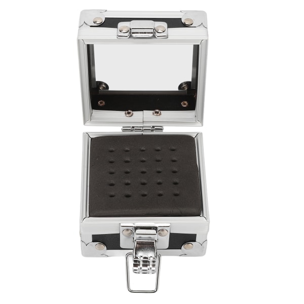 Sømborebits Opbevaringsboks 25 huller Gennemsigtig Clamshell Lock Design Støvtæt sømborebits Desktop Container Sort