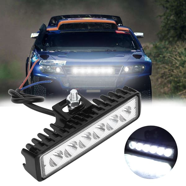12V 18W 6 LED Bar Arbejdslampe Kørelys Køretøjsmodifikation IP67 Sort