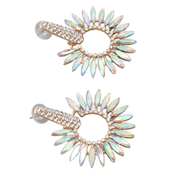 Mote Rhinestone Statement Drop Dangle Øredobber Store Lysekrone Øredobber for Kvinner Hvit AB Midten KC Gull