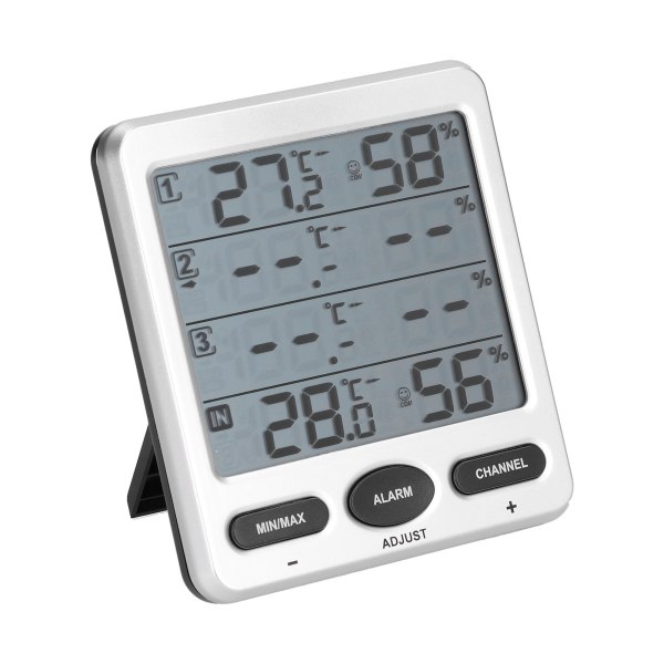 Fugtighed Temperatur Måler LCD Digital Termometer Hygrometer med 3 Fjernfølere TSWS10