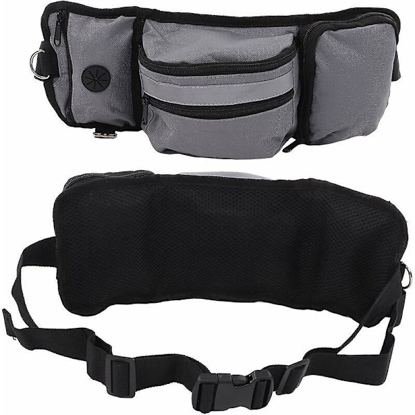 Koiran Herkkupussi, Koiran Koulutus Vyötärölaukku Suuri Hands-Free Tila Pennun Koulutukseen Juoksuun Harmaa 40 X 14.5cm