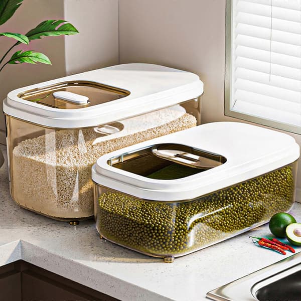 Grain Storage Container with Sliding Lid, Sealed Design for Rice, Flour, and Pet Food, Kitchen Organization Tool M M