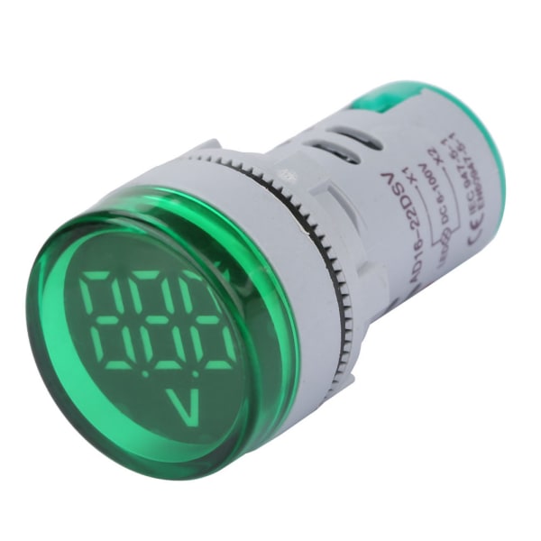 LED Voltmeter Signalljus Digital Display DC Spänningsmätare Indikator Rund Lamp Tester (Grön)