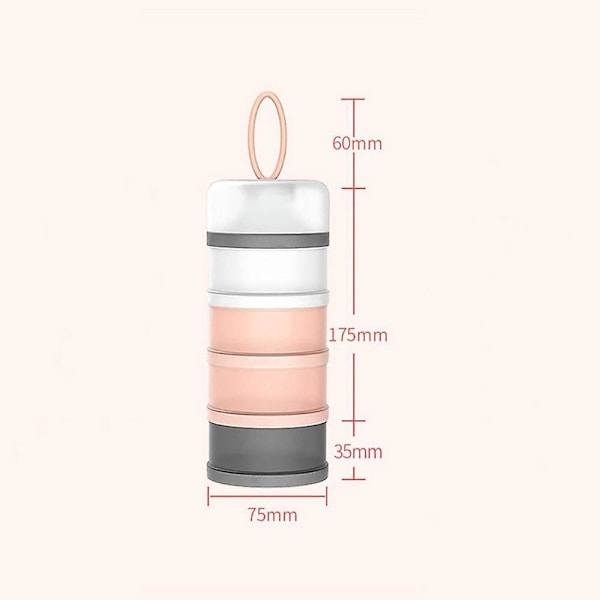 Bærbar babymelkdispenser, stabelbar boks, 4-lags beholder - Blå/Rosa, 480ml