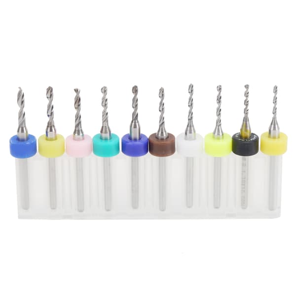 10 st Micro Borr Set Cementerad Karbid 1.2-2.1mm Borr för Tryckta Kretskort