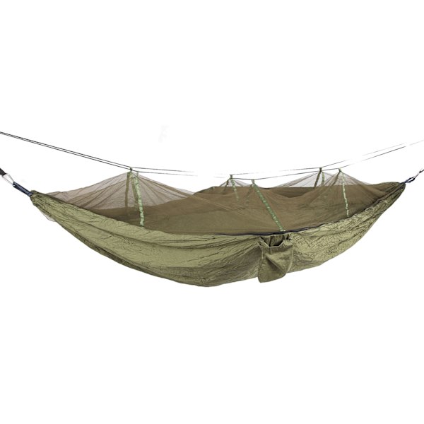 Camping Hengekøye med Nett 210T Nylon Stoff Anti Fall Foldbar Mørk OD Grønn 440.9lb Bærbare Hengekøyer for Utendørsreiser