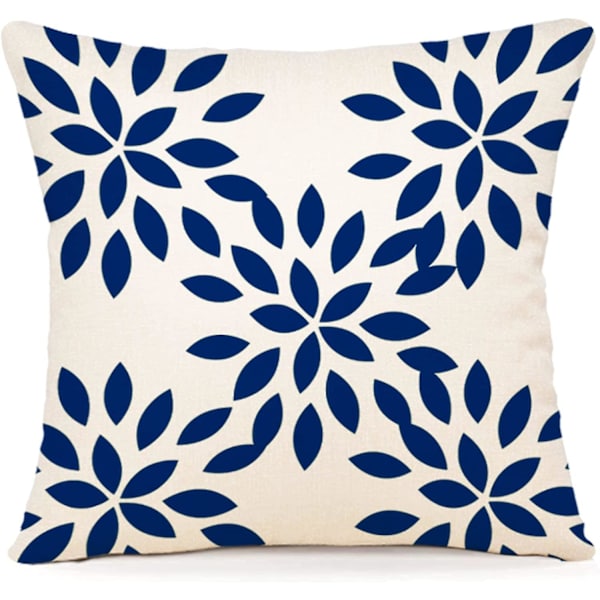 Blå dekorativa kuddfodral i linne - Set om 4, 45x45cm, för soffa eller utomhusbruk