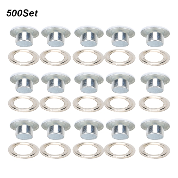 500 set ögonhål spänne metalliska öljetter skor läderväskor DIY hantverk knapp nithålsverktyg 4,5 mm vit