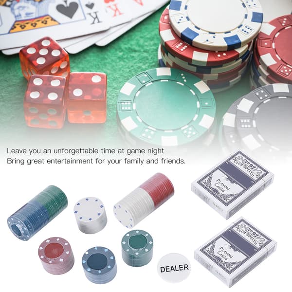 100 pokerchips med kort og bærbar bæreveske for Texas Holdem Black Jack