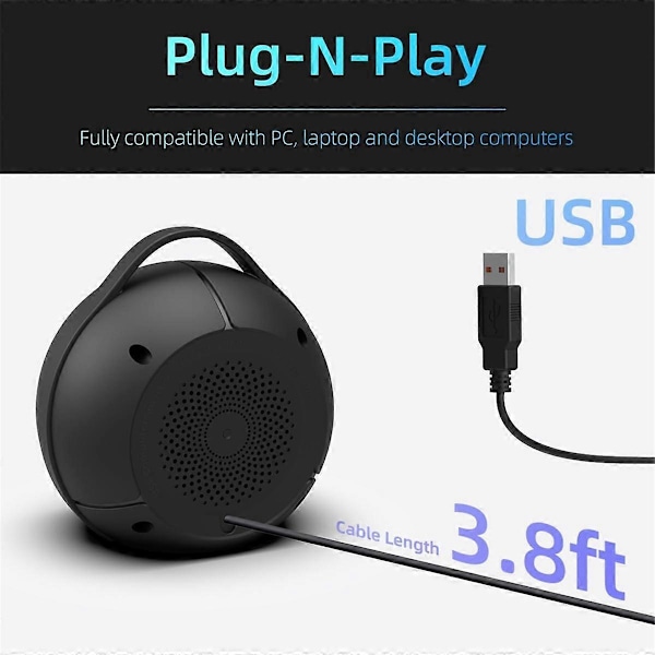 USB-datorhögtalare för stationär PC, bärbara högtalare med RGB-ljus