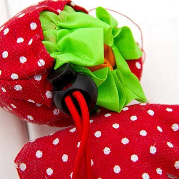 12 st återanvändbar hopfällbar shoppingväska, jordgubbsmönsterficka Vikbar shoppingväska med fickor