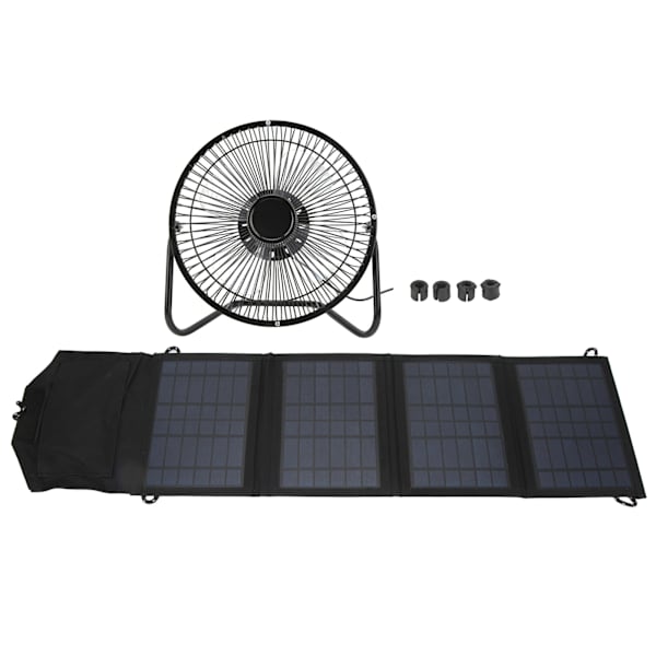 Bærbar solcelledrevet ventilator 14W 8 tommer dobbelt USB opladningstelefonventilator til udendørs picnic