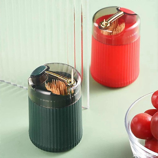 Pop-up Automatisk Tandpetare Dispenser, Auto Tandpetare Dispenser, Automatisk Tandpetare Dispenser zd b2 k 2st Mörk Ljusgrön
