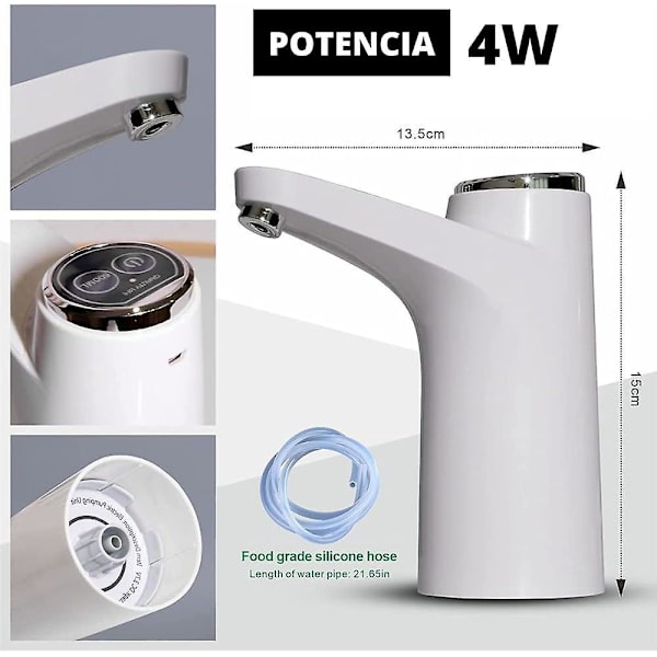 USB laddare Automatisk vattenflaska med BPA-fritt kallt vatten, 1500mAh, silikonmaterial, Karaffer-flaskor 4,5L-18,9L WH