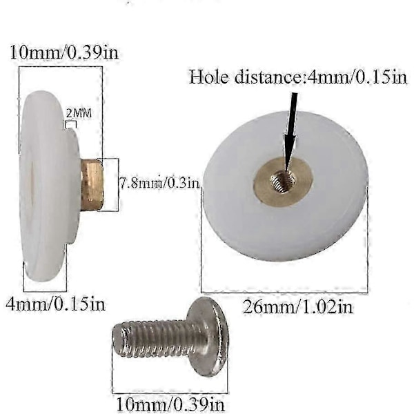 4st Dia. 26mm Duschrum Trissa Hjul Nylon Koppar Rulle 26mm x 6mm