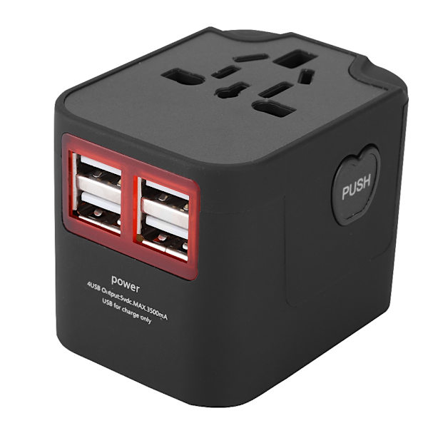 4 USB 3.5A Universal Reseadapter Elektriska Plugguttag Omvandlaradapter (100-250V)