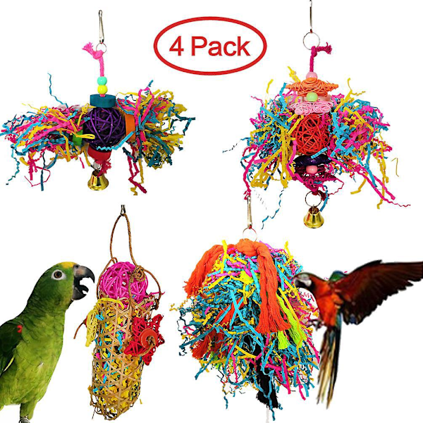 Fågel Rivleksaker för Små Papegojor - 4-pack