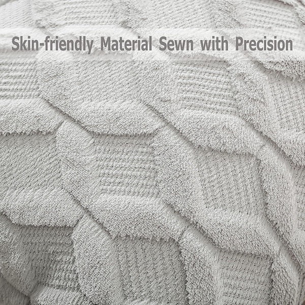 2-pack Faux Wool Kuddfodral - Ljusgrå, Farmhouse Dekorativ Kuddfodral
